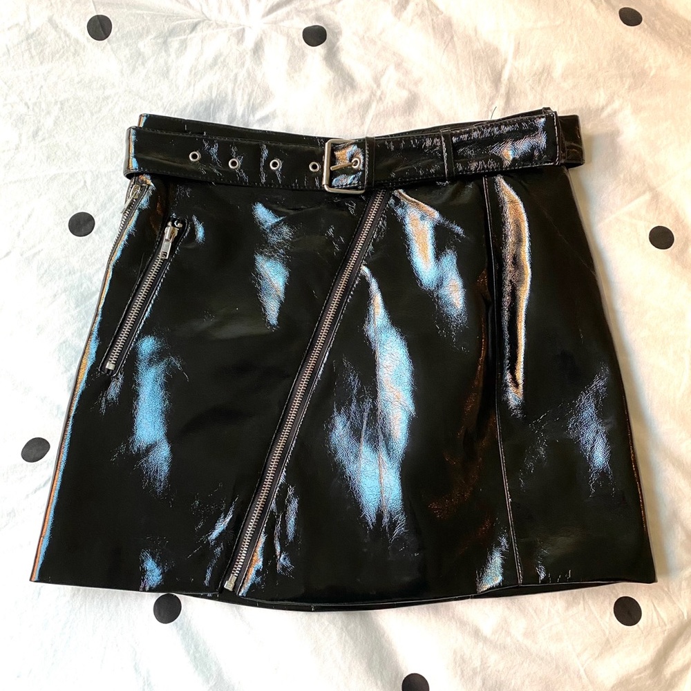 Black Pleather Vinyl-Style Skirt